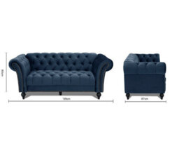 Home Detail Mayfair Velvet Fabric 3 Seater Sofa, Midnight Blue - thumbnail 9