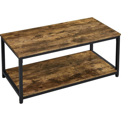 Coffee Table Large Storage Rustic Brown Wood Metal Frame 100X50Cm - image 1