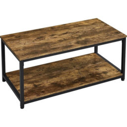 Coffee Table Large Storage Rustic Brown Wood Metal Frame 100X50Cm - thumbnail 1