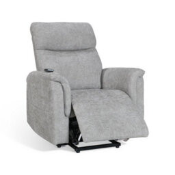 Grey Electric Lift Recliner Chair Chenille Fabric Handset Control Riser Function - thumbnail 3
