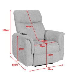 Grey Electric Lift Recliner Chair Chenille Fabric Handset Control Riser Function - thumbnail 8