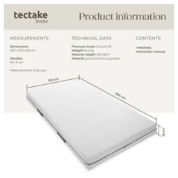 Tectake 2-In-1 Mattress Sky - 2 Firmness Levels, 3D Mesh Surface - 100 X 200 Cm - thumbnail 6