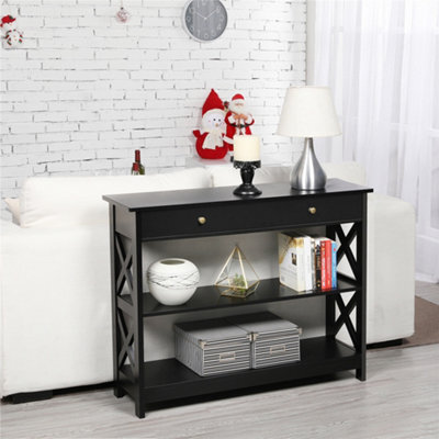 Yaheetech Black Modern Console Table With 2 Open Shelves - image 1