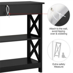 Yaheetech Black Modern Console Table With 2 Open Shelves - thumbnail 6