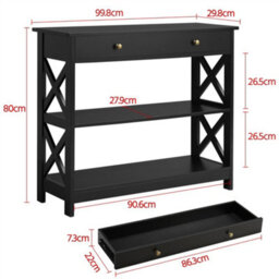 Yaheetech Black Modern Console Table With 2 Open Shelves - thumbnail 3