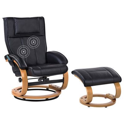 Beliani Massage Chair Majestic With Footstool Faux Leather Black - image 1