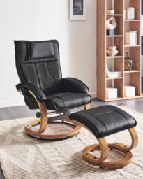 Beliani Massage Chair Majestic With Footstool Faux Leather Black - thumbnail 2