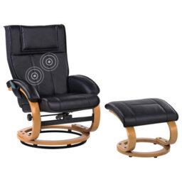 Beliani Massage Chair Majestic With Footstool Faux Leather Black - thumbnail 1