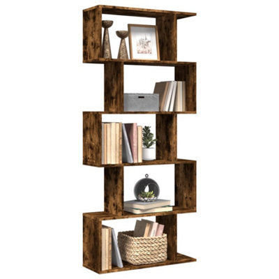 Berkfield Room Divider Bookcase 5-Tier Smoked Oak 70X24X161 Cm Engineered Wood - image 1