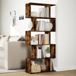 Berkfield Room Divider Bookcase 5-Tier Smoked Oak 70X24X161 Cm Engineered Wood - thumbnail 4