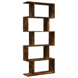 Berkfield Room Divider Bookcase 5-Tier Smoked Oak 70X24X161 Cm Engineered Wood - thumbnail 7