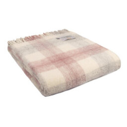 Tweedmill Lifestyle Meadow Check 100% New Wool Blanket/throw Dusky Pink 150X183Cm Made In The Uk - thumbnail 2