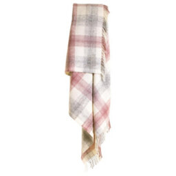 Tweedmill Lifestyle Meadow Check 100% New Wool Blanket/throw Dusky Pink 150X183Cm Made In The Uk