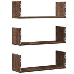 Walplus Wall Shelves 3 Pcs Brown Oak 58X18X18 Cm Engineered Wood - thumbnail 6