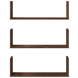 Walplus Wall Shelves 3 Pcs Brown Oak 58X18X18 Cm Engineered Wood - thumbnail 4