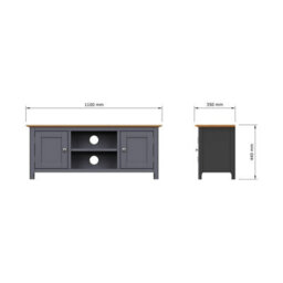 Fwstyle Taberno 2 Door Graphite Blue & Oak Ready Assembled Tv Unit Media Stand (H) 44 (W) 110 (D) 35Cm - thumbnail 9