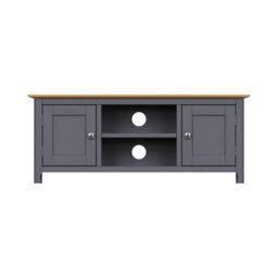 Fwstyle Taberno 2 Door Graphite Blue & Oak Ready Assembled Tv Unit Media Stand (H) 44 (W) 110 (D) 35Cm - thumbnail 6