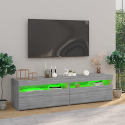 Berkfield Modern Tv Cabinet With Led Lights 2 Pcs Grey Sonoma 75X35X40 Cm - thumbnail 5