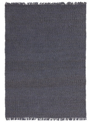 Modern Handmade Kilim Blue Plain Jute Easy To Clean Rug For Living Room Bedroom & Dining Room-200Cm X 290 Cm