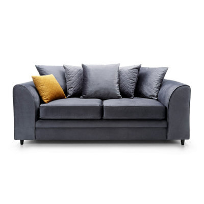Abakus Direct Chicago Velvet 3 Seater Sofa In Dark Grey - image 1