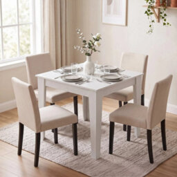 Dining Table For 4, 80L X 80W X 75Hcm, White - thumbnail 4
