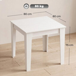 Dining Table For 4, 80L X 80W X 75Hcm, White - thumbnail 2