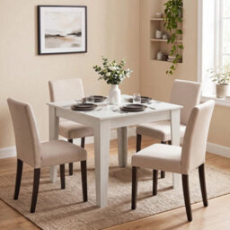 Dining Table For 4, 80L X 80W X 75Hcm, White - thumbnail 5