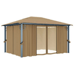 Walplus Gazebo With Curtain 400X300 Cm Taupe Aluminium - thumbnail 2