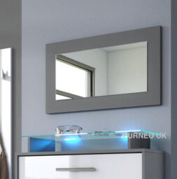 Furneo Framed Mirror 70X40Cm Grey Modern Living Dining Room Hallway Bedroom Furniture - thumbnail 1