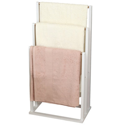 Froppi™ Freestanding Towel Rail, Bathroom Towel Holder, White Bamboo Towel Rack L42 W24 H81.5 Cm - image 1