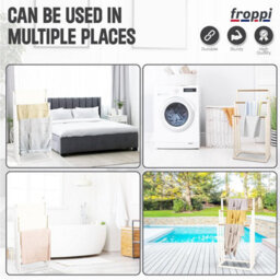 Froppi™ Freestanding Towel Rail, Bathroom Towel Holder, White Bamboo Towel Rack L42 W24 H81.5 Cm - thumbnail 5
