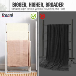 Froppi™ Freestanding Towel Rail, Bathroom Towel Holder, White Bamboo Towel Rack L42 W24 H81.5 Cm - thumbnail 7
