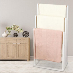 Froppi™ Freestanding Towel Rail, Bathroom Towel Holder, White Bamboo Towel Rack L42 W24 H81.5 Cm - thumbnail 9