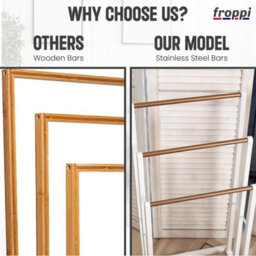 Froppi™ Freestanding Towel Rail, Bathroom Towel Holder, White Bamboo Towel Rack L42 W24 H81.5 Cm - thumbnail 8