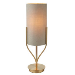 Luminosa Lighting Luminosa Fraser Base & Shade Table Lamp Satin Brass Plate, Natural Linen Mix Fabric - thumbnail 1