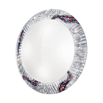 Luminosa Lighting Luminosa Serena Designer Glass Patterned Flush Ceiling Lamp Polished Chrome - Kiss Silver Pattern, 4X E27 - image 1