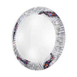 Luminosa Lighting Luminosa Serena Designer Glass Patterned Flush Ceiling Lamp Polished Chrome - Kiss Silver Pattern, 4X E27 - thumbnail 1