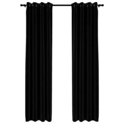 Berkfield Premium Linen-Look Blackout Curtains With Grommets 2Pcs Black 140X225Cm