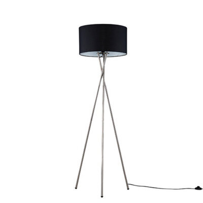Valuelights Camden Chrome Tripod Floor Lamp With Black Drum Shade - image 1