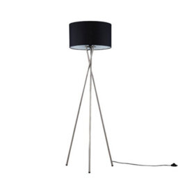 Valuelights Camden Chrome Tripod Floor Lamp With Black Drum Shade