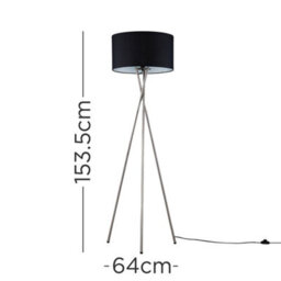 Valuelights Camden Chrome Tripod Floor Lamp With Black Drum Shade - thumbnail 4