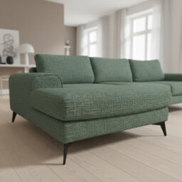 Abakus Direct Venice Chenille Corner Sofa In Rifle Green Left Facing With Deep Seats And Extra-Wide Padded Arms - thumbnail 3