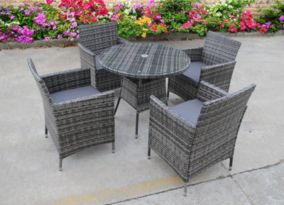 UK Leisure World Rattan Wicker Garden Outdoor Wicker Bistro 4 Four Grey Table And Chairs Furniture Patio Set Grey - image 1