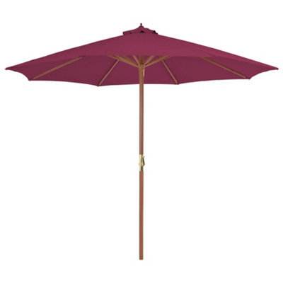 Berkfield Outdoor Parasol With Wooden Pole 300 Cm Bordeaux Red - image 1