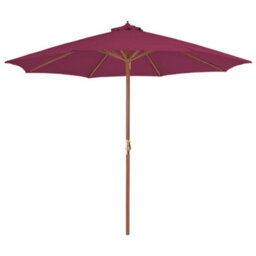 Berkfield Outdoor Parasol With Wooden Pole 300 Cm Bordeaux Red