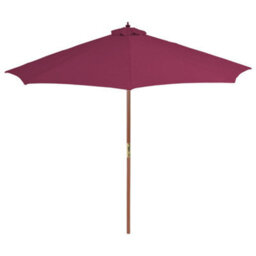 Berkfield Outdoor Parasol With Wooden Pole 300 Cm Bordeaux Red - thumbnail 2