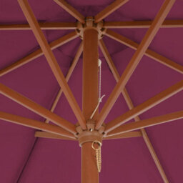 Berkfield Outdoor Parasol With Wooden Pole 300 Cm Bordeaux Red - thumbnail 5