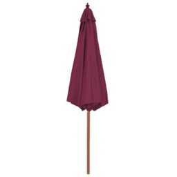 Berkfield Outdoor Parasol With Wooden Pole 300 Cm Bordeaux Red - thumbnail 3