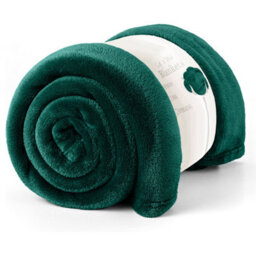 Ameha Fleece Plain Blanket, Lightweight & Reversible Throw For Travel, Bed & Sofa Blanket, Emerald Super King 230X270Cm - thumbnail 1