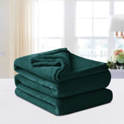 Ameha Fleece Plain Blanket, Lightweight & Reversible Throw For Travel, Bed & Sofa Blanket, Emerald Super King 230X270Cm - thumbnail 5